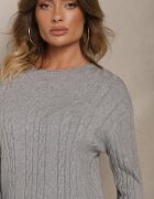 palma Pulover Gri cu Bumbac Viscoză și Model Decorativ Viacelia