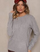 palma Pulover Gri cu Vâscoză Bumbac și Model Embosat Zeiatha