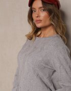 palma Pulover Gri cu Vâscoză Bumbac și Model Embosat Zeiatha