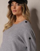 palma Pulover Gri cu Viscoză și Bumbac Decorat cu Nasturi Ciavonne