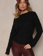 palma Pulover Negru din Vâscoză și Bumbac și cu Model Reliefat Zeiatha