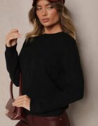 palma Pulover Negru din Vâscoză și Bumbac și cu Model Reliefat Zeiatha