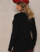 palma Pulover Negru din Vâscoză și Bumbac și cu Model Reliefat Zeiatha