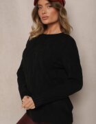 palma Pulover Negru din Vâscoză și Bumbac și cu Model Reliefat Zeiatha