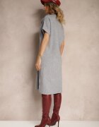 palma Rochie Gri din bumbac și viscoză decorată cu broșă floare 3D Zeiinia
