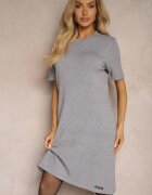 palma Rochie T-shirt gri din Tricot Viscoză cu Nasturi Decorativi Narossa