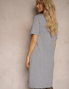 palma Rochie T-shirt gri din Tricot Viscoză cu Nasturi Decorativi Narossa