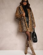  Palton Bej De Blană cu imprimeu leopard monopet cu buzunare Lorenciah