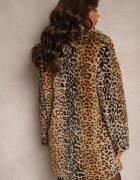  Palton Bej De Blană cu imprimeu leopard monopet cu buzunare Lorenciah