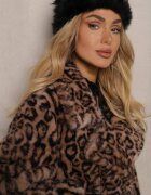  Palton Maro De blană Leopard Legat în talie cu curea Adelora