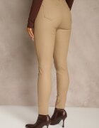  Pantaloni bej închis modelatori din piele ecologică cu croială Skinny Caetana