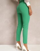  Pantaloni de costum Verzi Croiți High Waist cu Cureaua în Talie Decorată cu Cataramă Binah