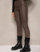 Pantaloni Maro Modelatori din Piele Ecologică Croi Skinny Caetana