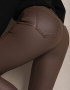  Pantaloni Maro Modelatori din Piele Ecologică Croi Skinny Caetana
