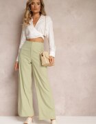 Pantaloni Menta Largi cu talie înaltă din bumbac Henve