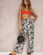  Pantaloni negri din Viscoză cu flori Phymeda