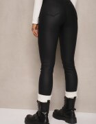 Pantaloni Negri Modelatori din Piele Ecologică Skinny Caetana