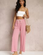  Pantaloni Roz Largi cu Elastic încrețit și Șnur Feliti