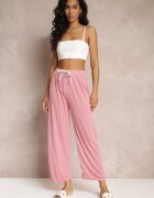  Pantaloni Roz Largi cu Elastic încrețit și Șnur Feliti