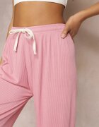  Pantaloni Roz Largi cu Elastic încrețit și Șnur Feliti