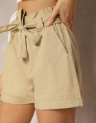  Pantaloni scurți Bej High Waist Legați în talie Gilalilena