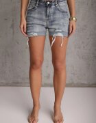  Pantaloni scurți Denim Casual Albastru deschis din Bumbac Talie înaltă cu rupturi Vimandris