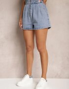  Pantaloni scurți din denim albaștri din bumbac High Waist Finisați cu cusături Merceria