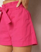  Pantaloni scurți Fucsia cu talie înaltă și legătură în talie Gilalilena