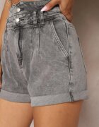  Pantaloni scurți Gri De denim Talie înaltă Din bumbac Pemorea