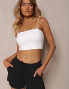  Pantaloni scurți lejeri negri din Bumbac cu bandă elastică în talie Dezorea