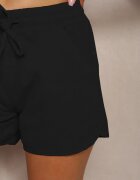  Pantaloni scurți lejeri negri din Bumbac cu bandă elastică în talie Dezorea