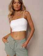  Pantaloni scurți Lejeri Verzi din Bumbac cu Elastic în Talie Dezorea