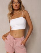  Pantaloni scurți Roz largi din bumbac cu elastic în talie Dezorea