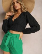  Pantaloni scurți Verde Talie înaltă Cu cordon în talie Gilalilena