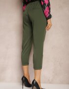  Pantaloni Verzi de trei sferturi cu buzunare și elastic în talie Saivon