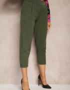  Pantaloni Verzi de trei sferturi cu buzunare și elastic în talie Saivon