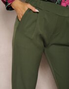  Pantaloni Verzi de trei sferturi cu buzunare și elastic în talie Saivon