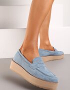 Pantofi albastri în Stil Mocasin din Imitație de Piele Întoarsă cu Platformă Vhisper