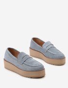  Pantofi albastri în Stil Mocasin din Imitație de Piele Întoarsă cu Platformă Vhisper
