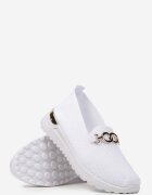  Pantofi Albi slip-on în stil teniși decorați cu cataramă Wiatalia
