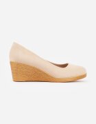  Pantofi bej deschis Vices pe pană cu branț din piele în stil Boho Mivella