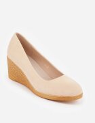 Pantofi bej deschis Vices pe pană cu branț din piele în stil Boho Mivella