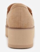  Pantofi Bej închis tip mocasin din imitație de piele întoarsă cu platformă Vhisper