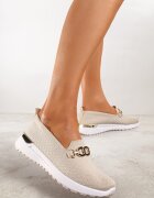  Pantofi bej slip-on stil teniși cu cataramă Wiatalia
