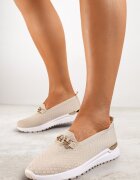  Pantofi bej slip-on stil teniși cu cataramă Wiatalia