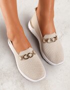  Pantofi bej slip-on stil teniși cu cataramă Wiatalia