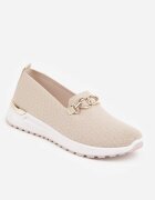  Pantofi bej slip-on stil teniși cu cataramă Wiatalia
