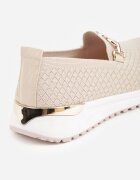  Pantofi bej slip-on stil teniși cu cataramă Wiatalia