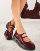  Pantofi Bordeaux Lăcuite cu platformă decorate cu catarame Nevauna