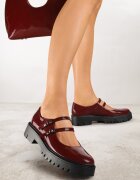  Pantofi Bordeaux Lăcuite cu platformă decorate cu catarame Nevauna